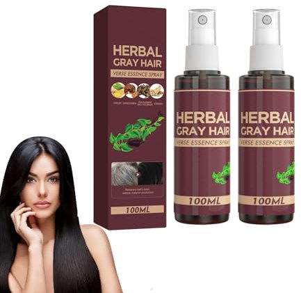 Spray coprente per capelli grigi alle erbe e ritocco delle radici - Colore temporaneo per capelli per donne e uomini con balsamo scurinte, ripristino immediato del colore naturale (2 bottiglie)
