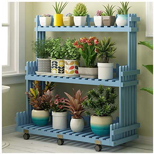 WOTZOV Banc de rempotage, Support à bonsaï, Support pour Plantes d'intérieur et d'extérieur, étagère à Fleurs, présentoir pour Pots de Fleurs, pour Jardin, pelouse, ba,Blue