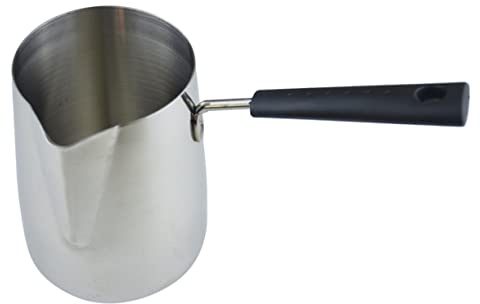 HOMSFOU Pichet à Lait En Acier Inoxydable 304, Mousseur à Café Avec Bec Verseur De Bec D'aigle, Longue Poignée Ergonomique, Verseur Précis Pour Latte Art, 350 Ml, Usage Maison Et Café