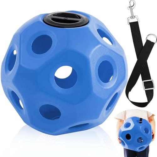 Seenelling 15.75 Hay Ball for Horse with Hanging Strap Slow Feed Horse Treat Ball Extra Large Hanging for Paddock Stall Stable Supplies(Blue)