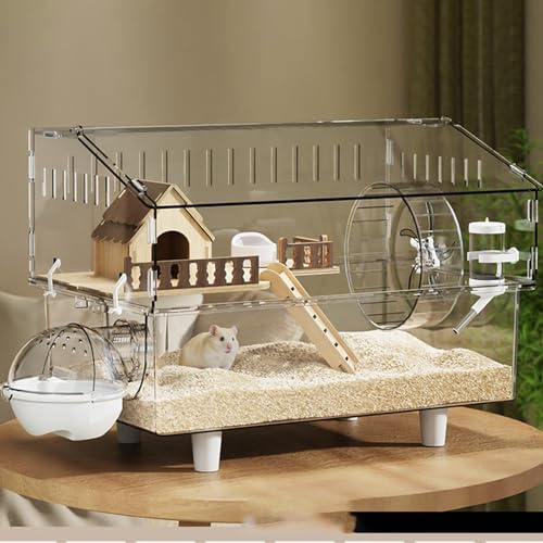 Hamsterkäfig mit Komplettem Zubehör, Rennmauskäfig Breite Tür für Rundum-Beobachtung Bissschutz, Geeignet für Hamster, Meerschweinchen und Rennmäuse(C-45 * 30 * 34cm)