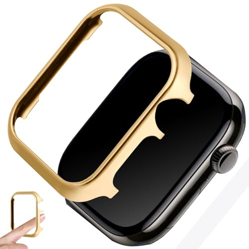 Metallfodralskydd kompatibelt med Apple Watch Series 8 7 41 mm, guld aluminium skyddande skal, anti-fall klockfodral, ultratunt fodral, stötfångare, smartklocka, tillbehör för iWatch Series 9/8/7, 41