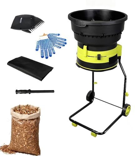 Trituratore elettrico per foglie ad alta potenza da 2500 W senza lame motore da 8000 giri/min per rapporto di riduzione 17:1 tritura fino a 55 galloni/min vanga e sacco di raccolta 40mpowercord