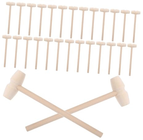 FRCOLOR 30pcs Mini Wooden Mallet for Natural Solid Wood Small Hammer for Chocolate Cracking Cake Party Fun Hand-eye Coordination and Social Play Development