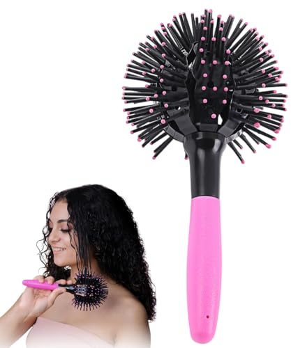 VRYNDH Spazzola Sferica per Capelli,Ball Brush con Fori Ventilati, spazzola bomb curl,per Ricci Definiti e Volume Naturale, Asciutti e Bagnati