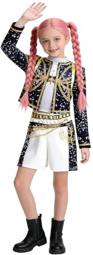 Piashow pour enfant - Costume de cosplay anime avec gilet, veste, short/jupe, pour carnaval, Halloween, carnaval, tenue de fête (140)