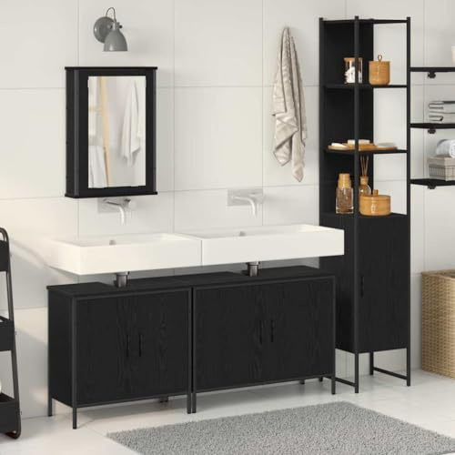 EMYRLXQW Möbelset – badrumsmöbler set – badrumsmöbler set med dörr 4 st svart 33 x 33 x 185,5 cm