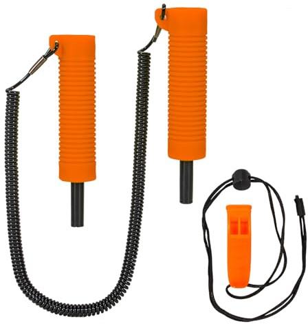 Keenso Juego de Taladro para Pesca en Hielo, PVC, Acero Inoxidable, ABS, Kit de Barrena para Hielo, 20 X 10 X 4 Cm, con Cubierta Retráctil, Cuerda Larga y Silbato para Pesca en y Rescate en Patinaje