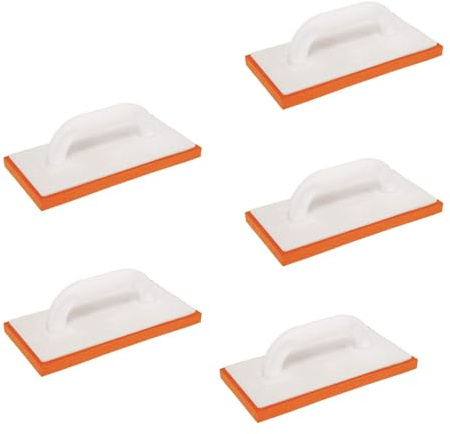 5x Handelskönig Reibebrett Kunststoff 140 x 280 mm Putzbrett mit Schwammscheibe, Reibebrett für Putz und Estrich, Schwammgummi feinporig 20 mm für Maurer und Fliesenleger