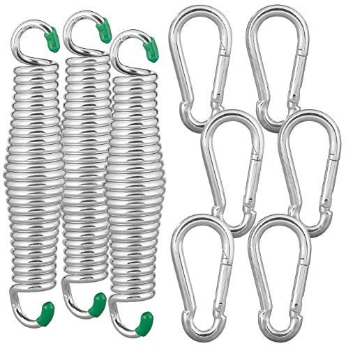 Semptec Urban Survival Technology Schaukelfeder: 3er-Set Schwingfedern für Hängesessel & -Matte, 6 Karabiner, bis 120kg (Spiralfedern, Spezialfedern, Karabinerhaken)