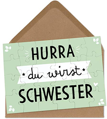 OWLBOOK Du wirst Schwester Puzzle mit Brief-Umschlag Geschenke Geschenkideen für die Familie zur Geburt & Schwangerschaft verkünden