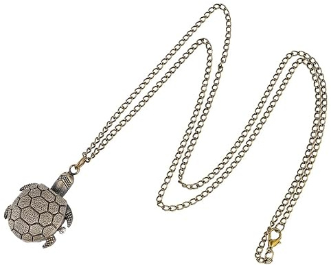 Hemobllo Taschenuhr mit Kette Antiken Quarz Klassische Vintage Taschenuhr Bronze Schildkröte Anhänger Halskette Uhr