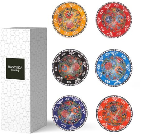 Bascuda Small Ceramic Dip Bowls Set of 6 – Rochelle Series | Rochelle Bloom – 8cm – Bold Floral Glaze | Small Ramekins for Dips, Sauces, Condiments – Dishwasher Safe – Stylish Tableware for Kitchen