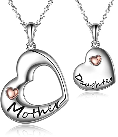 POPLYKE Mutter Tochter Halskette Mutter Sohn Anhänger Vater Tochter Schwester Schmuck Sterling Silber Mutter Tochter Schmuck Set Geschenke für Damen