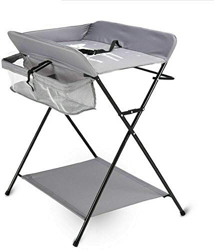Baby Wickelkombi klappbare Wickelkommode, mobiler Wickeltisch mit Wickelauflage, Sicherheitsgurt und Ablagefächern,Wickeltisch kompakt faltbar mit drei Ablagefächer platzsparend & stabil
