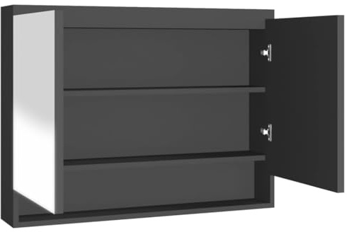 vidaXL Bad Spiegelschrank Badezimmerspiegel Badschrank Badspiegel Spiegel Badezimmerschrank Hängeschrank Wandschrank 80x15x60cm MDF Anthrazit