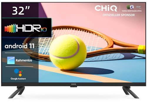 CHIQ Fernseher 32 Zoll, HD, Smart TV, Triple Tuner(DVB-T2/T/C/S2), Google Assistant HDR, WiFi, Netflix, Prime Video, YouTube, HDMI/USB, Dolby Audio, Schwarz L32G7L