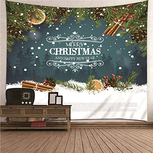 Banemi Wandteppich Lang, Teppich Küche Waschbar Grün Weiß Weihnachtsthema Polyester Wandteppich Home Decor Wandteppiche Wandkunst für Zimmer 350x256CM