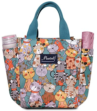 FANDARE Lunchtasche Kühltasche Picknick-Handtasche Lunch Bag Lunchtasche Tragetasche Handtasche Wasserdicht für Herren Damen Arbeit Schule Ausflug Picknicktasche(Katze)