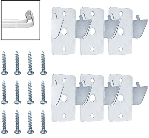 Kowibcl Double Curtain Bracket Hangers, 6 Pcs Double Rod Hooks with Screws, Wall Mounted Home Office
