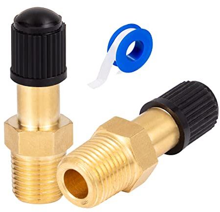 Breezliy 2PCS 1/8 NPT Tank Valve Anti-Corrosion Brass Schrader Valve with Standard Valve Core with 1/8'' NPT Male,Using with Air Compressor Tanks with Sealing Caps