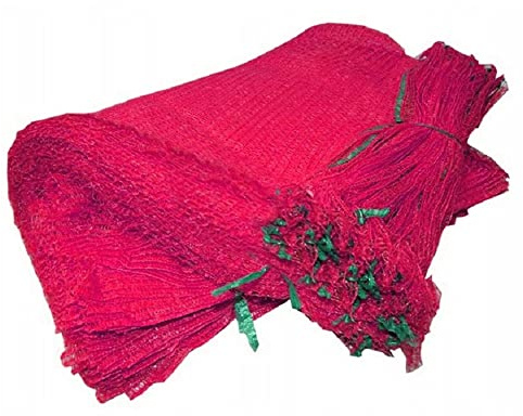100 x Net Sacks 42 x 60 cm / 16.5 x 23.5 Max Load 15 Kg Non-Stretch with Drawstring, Raschel Bags, Mesh Sacks for Vegetables, Kindling Wood, Logs, Onion, Carrot, Potato (Maroon)