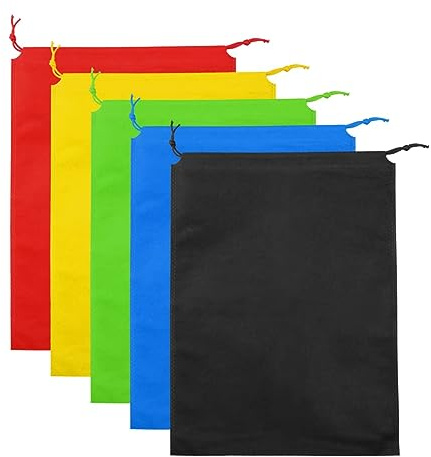 Jagowa 5 pezzi sacchetti per scarpe con coulisse borse da viaggio borsa in stoffa antipolvere borsa per scarpe con coulisse, Multicolore, Organizer per borse