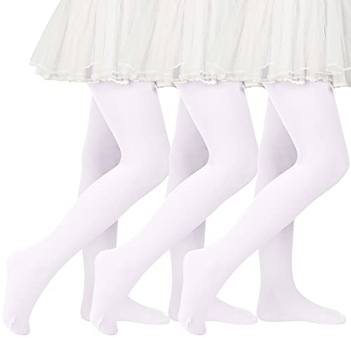 Girls Tights for Girls School Uniform Leggings Pants for Baby Girls Ballet Dance Tights Stockings for Toddlers White-3 Pairs 1-3T
