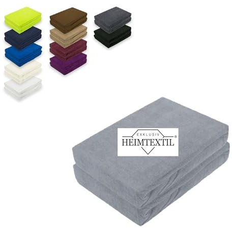 EXKLUSIV HEIMTEXTIL Doppelpack Frottee Spannbettlaken Premium Grau 90-100 x 200 cm