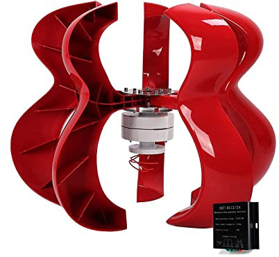 BAIYITONGDA Aerogenerador 600W 2M / S Baja Velocidad del Viento Inicio Vertical Eje Aerogenerador Generador Jardín Barco Aerogenerador 5 Cuchillas Kit de Aerogenerador con Controlador,12v