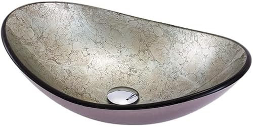 Bagno Lavabo da appoggio Lavandino Da Appoggio For Bagno Con Scarico Combinato, Lavabo Da Appoggio In Vetro Temperato Spesso 12 Mm, Lavabo Da Appoggio In Vetro Temperato, Lavello Da Appoggio (Color :