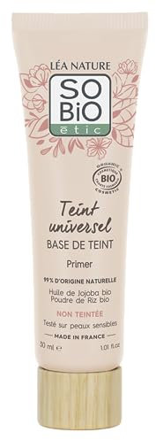 LÉA NATURE SO BiO étic| Base de Teint certifié Bio – Teint Universel | Hydrate & Matifie le teint | Prolonge la tenue du maquillage | Texture crémeuse | Poudre de riz | Vegan | Made in France | 30 ml