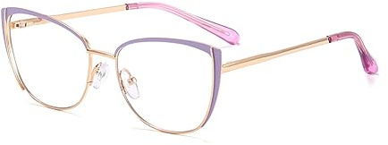 kachawoo Blaulichtblockierende Brille Retro Frauen Metall Brillengestell Katzenauge Anti Blaulicht Computerbrille