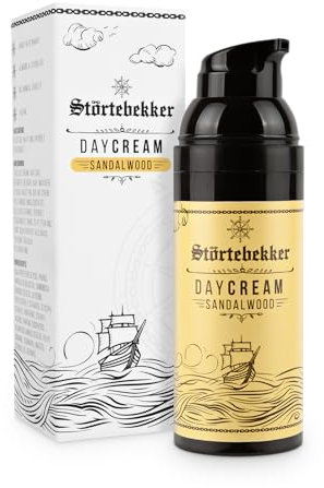 Störtebekker® Premium Tagescreme Sandelholz - Enthält hochwertiges Mandelöl und Jojobaöl gegen Irritationen - Angenehmer Sandelholz Duft - Männer/Herren Geschenkidee - 50ml - Made in Germany