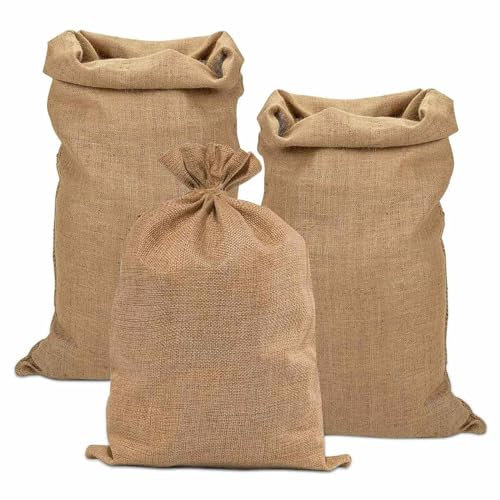 Sacos de Yute Grandes 60 x 100cm,3 Piezas Bolsas de Patata Reutilizables,Bolsas Multiusos de Yute Sacos para Escombros para Almacenamiento de Alimentos, Jardinería