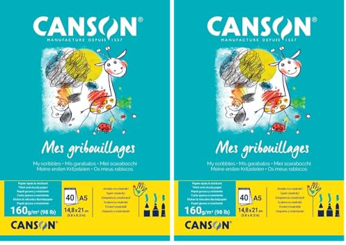 CANSON Mes Premiers Gribouillages - Bloc 40 feuilles A4 160g/m² (Lot de 2)