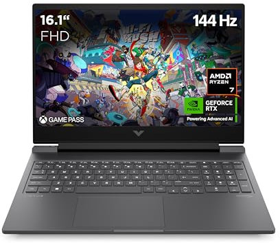 HP VICTUS Gaming Laptop, 16,1 FHD Display 144Hz, AMD Ryzen 7 8840H, 32 GB DDR5 RAM, 1 TB SSD, NVIDIA GeForce RTX 4060 (8GB), QWERTZ, Windows 11, Schwarz