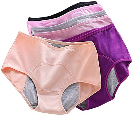 unhg Periodenunterschwäsche, Inkontinenz Unterwäsche Damen, Menstruationsunterwäsche Baumwolle, 6Er Pack,Multi Colored,4XL