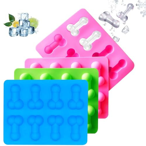 Stampo per cubetti di ghiaccio, 3 pezzi, per cubetti di ghiaccio, in silicone, divertente, per gelatina, facile rimozione dei cubetti di ghiaccio, feste, bar
