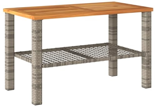 vidaXL Gartentisch Grau 70x38x42 cm Poly Rattan Akazienholz