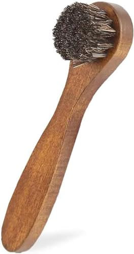1Pcs Shoe Brush Long Wooden Handle Anti-Slip Horsehair Leather Shoe Cleaning Polishing Brush