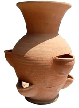 Piantagione di fragole in terracotta, Vaso Ceramico con 4 Fori di Irrigazione per Interni ed Esterni, 50 cm