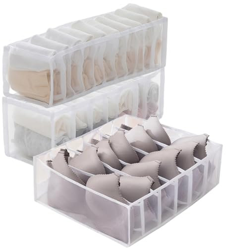 VPB Organizer per cassetti per biancheria intima Organizzatore di vestiti Organizzatore cassetti intimo pieghevoli Organizzatore per cassetti per calzini Divisorio per cassetti(3 Pezzi)
