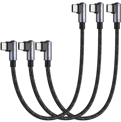 HOTNOW USB C a USB C Cable 30CM ángulo recto 3 piezas, 0.3M Corto Tipo C Cable cargador 65w carga rápida, adecuado para iPhone 17/16, Galaxy S25/S24/S23,fuente de alimentación móvil y dispositivos