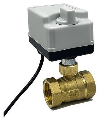 Kugelhahn 1-Zoll-Kugelhahn, motorisierter Zweiwege-Kugelhahn mit manuellem Schalter, elektrischer Kugelhahn aus Messing, 3-Draht-2-Punkt-Steuerung Für Trinkwasseranlagen(24V)