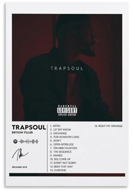 LONGRUi Bryson Tiller Album Art Canvas Wall Poster - 12x18inch (30x45cm) - Modern Family Bedroom Decor