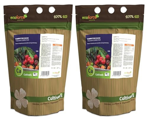 CULTIVERS Abono Corrector Calcio Ecológico de 2X1 kg. Fertilizante 100% Soluble. Calcio de Alta concentración para Todo Tipo de Plantas, árboles, frutales y Verduras. Force Calcio Eco