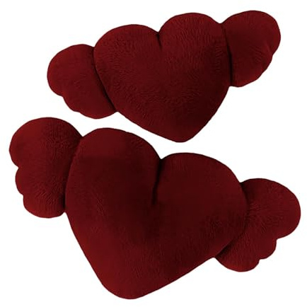 Sirseon Cojín de Peluche en Forma de corazón para Coche, 2 Accesorios para el Coche, cojín Cervical con alas para Conducir, Acogedor, Bonito reposacabezas para Conducir, hogar