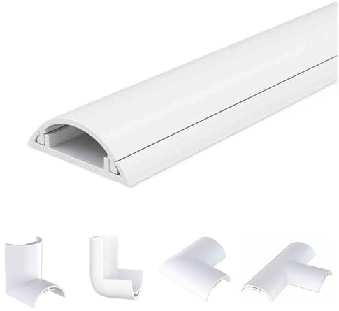 100 cm Kabelkanal Weiß, Kabelkanal Aussenbereich, Kabelschutz Aussenbereich, Kabelabdeckung Boden, Halbrunder Kabelkanal für Den Boden, Kabelmatte(39 * 1.3 * 0.4in)