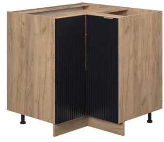 Vicco Eckschrank Fame-Line, Schwarz gestreift, 80.5 cm ohne Arbeitsplatte
